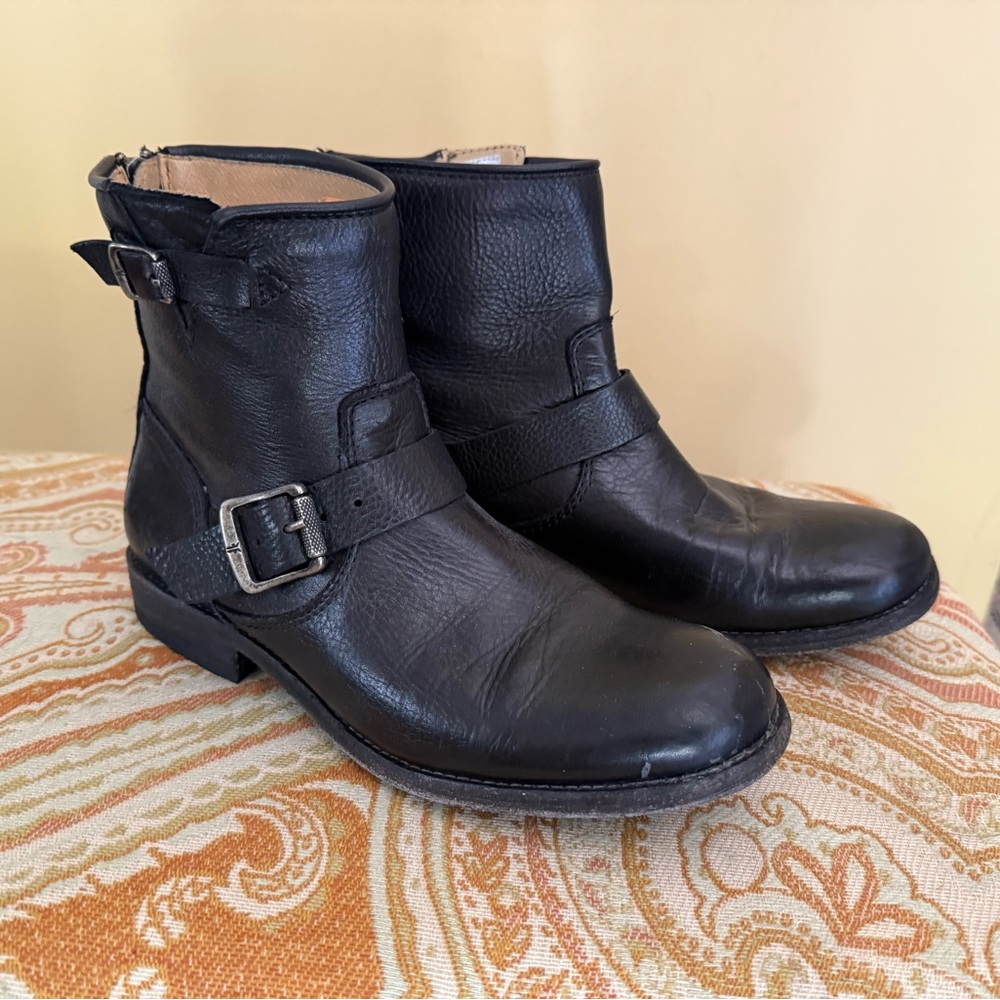 Women’s Tyler Engineer Black Leather Zip Back Ankle Boots